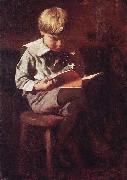 Thomas Pollock Anshutz Boy Reading: Ned Anshutz oil painting artist